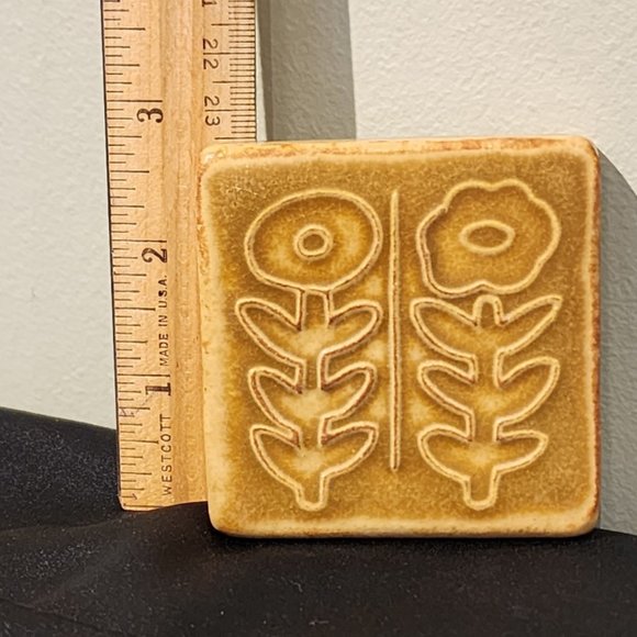 Vintage Pewabic Tile Two Flowers Design - Picture 5 of 10